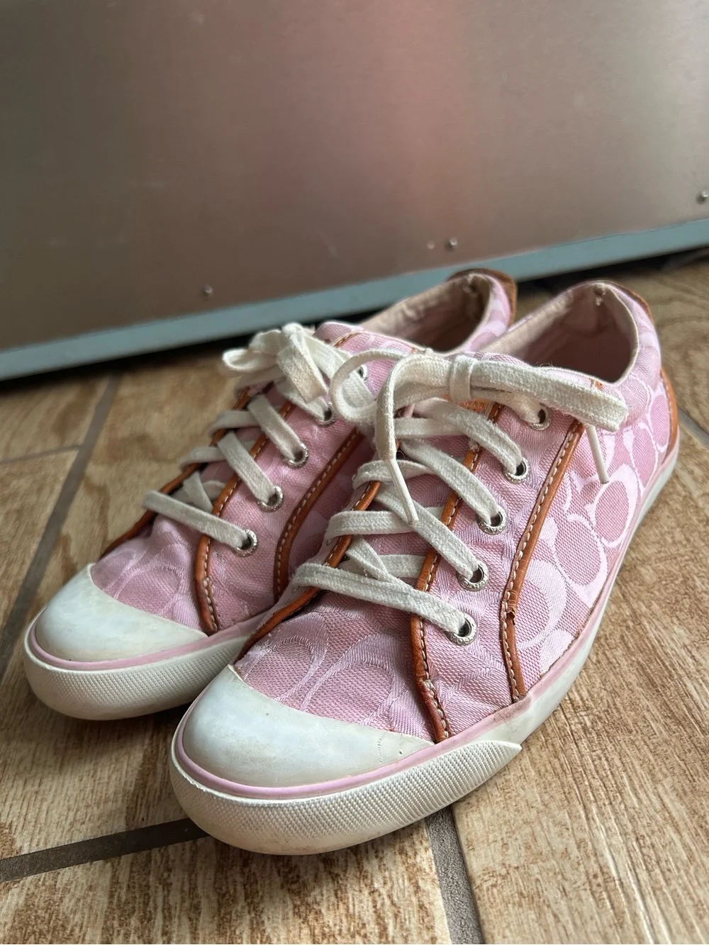 Vintage Y2K Coach Barrett Sneaker Tennis Shoe Casual Lace Up Pink Shoes W 8.5